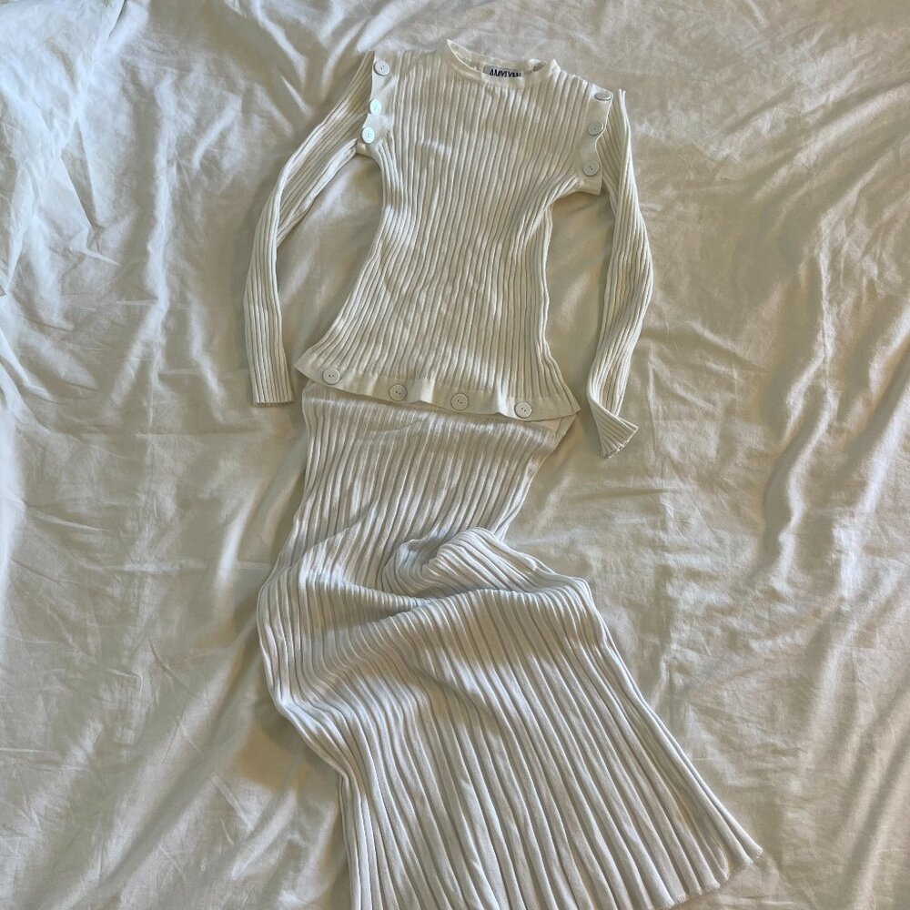 Amy Lynn white long sleeve cozy dress